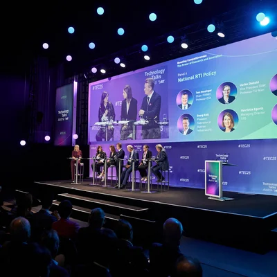 Die Technology Talks fanden 2025 unter dem Titel "Boosting Competitiveness: The Power of Research & Innovation" statt. Foto: © AIT/Valerie Maltseva 
