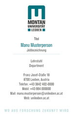 Business Card of the Montanuniversität Leoben.